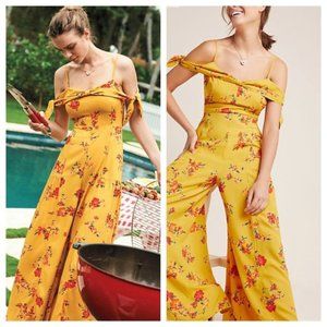 Anthropologie Londonderry Jumpsuit Yellow